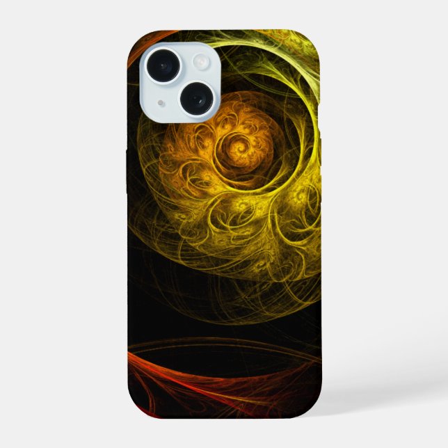 Sunrise Floral Red Abstract Art iPhone 15 Case (Back)