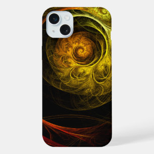 Sunrise Floral Red Abstract Art iPhone 15 Plus Case