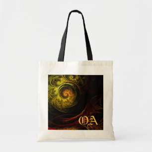 Sunrise Floral Red Abstract Art Monogram Bag