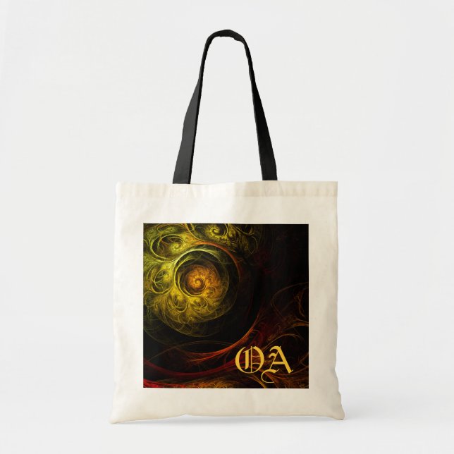 Sunrise Floral Red Abstract Art Monogram Bag (Front)