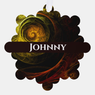 Sunrise Floral Red Abstract Art Ornament Card