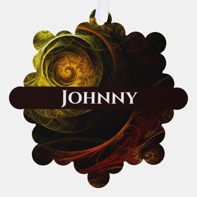 Sunrise Floral Red Abstract Art Ornament Card (Front)