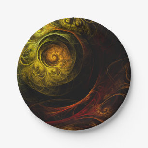 Sunrise Floral Red Abstract Art Paper Plate