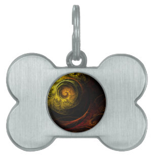 Sunrise Floral Red Abstract Art Pet Name Tag