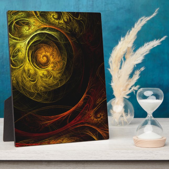 Sunrise Floral Red Abstract Art Plaque (Side)