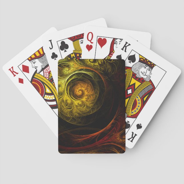 Sunrise Floral Red Abstract Art Playing Cards (Back)
