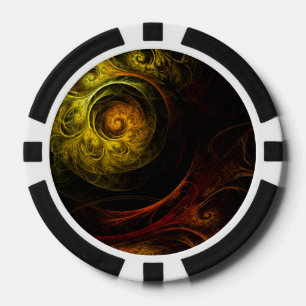 Sunrise Floral Red Abstract Art Poker Chips