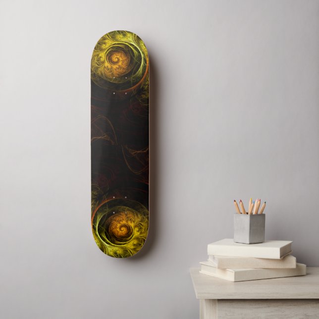 Sunrise Floral Red Abstract Art Skateboard (Wall Art)