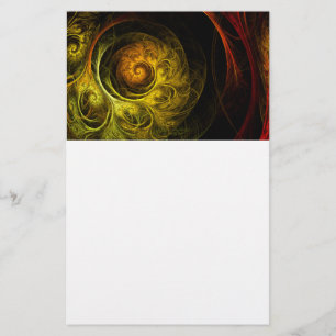 Sunrise Floral Red Abstract Art Stationery