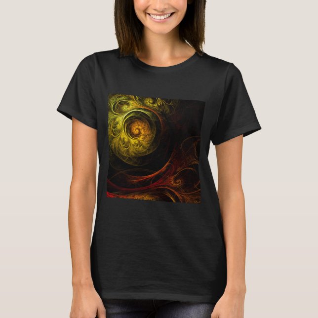 Sunrise Floral Red Abstract Art T-Shirt (Front)