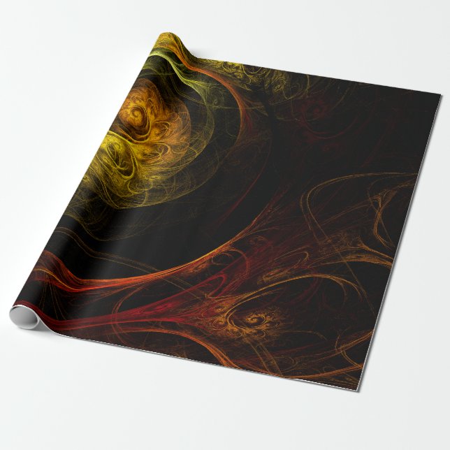 Sunrise Floral Red Abstract Art Wrapping Paper (Unrolled)
