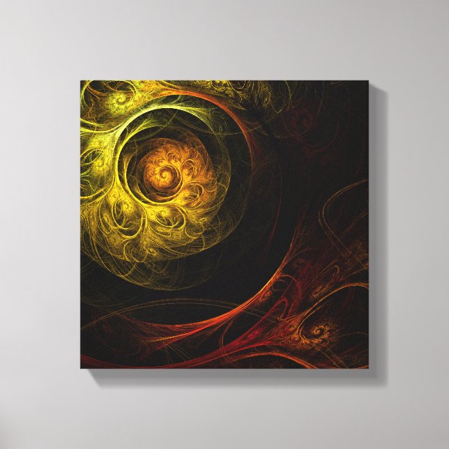 Sunrise Floral Red Abstract Black and White Canvas Print (Front)