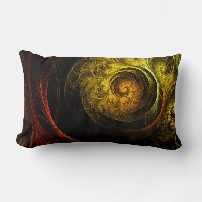 Sunrise Floral Rouge Abstrait Art Lumbar Coussin (Recto)