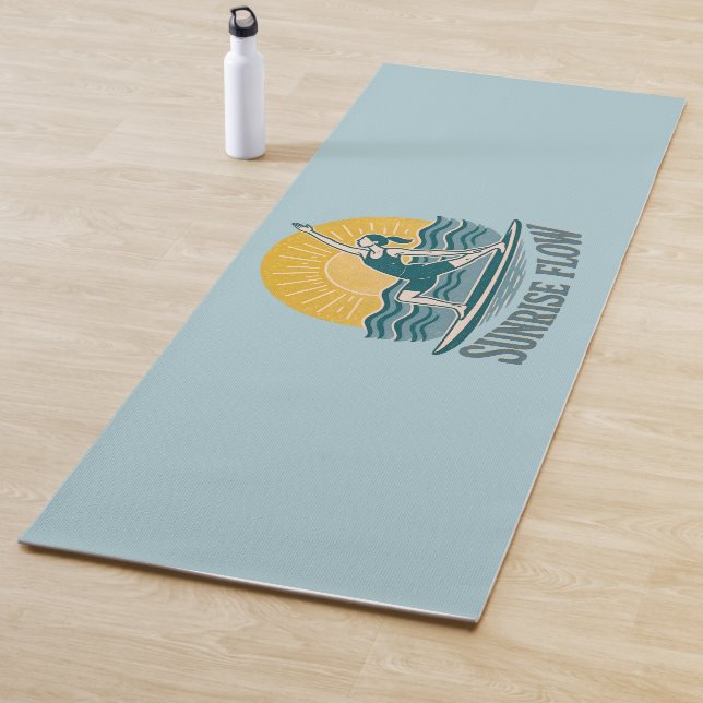 Sunrise Flow Paddleboard Yogi | Coastal Beach Blue Yoga Mat (In Situ)