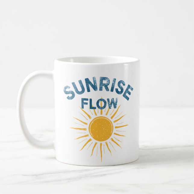 Sunrise Flow Retro Sun Graphic Print Vinyasa Yoga  Coffee Mug (Left)