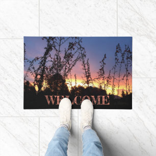 Sunrise Glows Between Wildflower Silhouettes Doormat