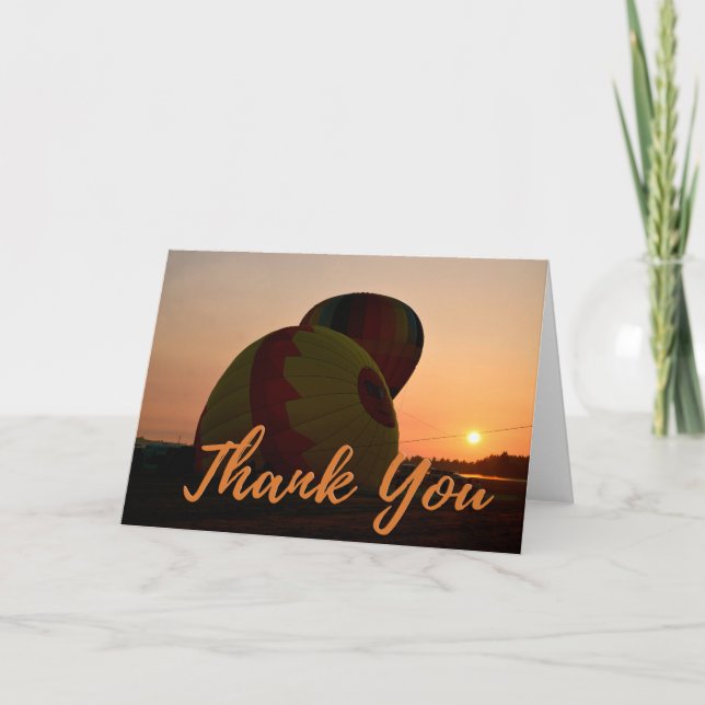 Sunrise Hot Air Balloon Photo Thank You Card (Front)