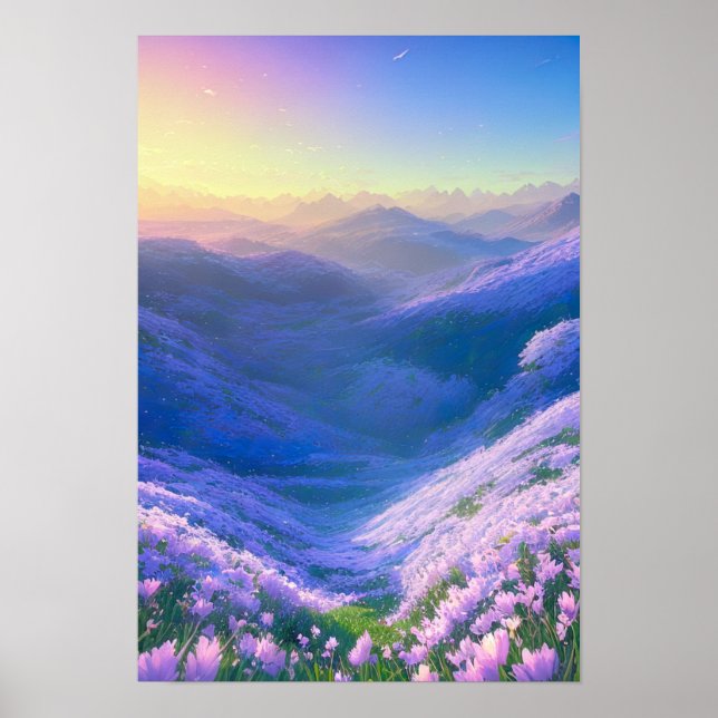 Sunrise in a Valley of Lavender Poster (Front)