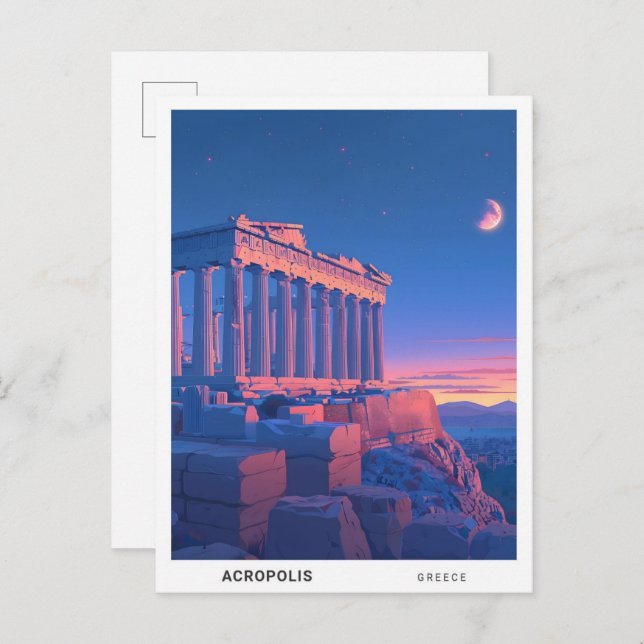 Sunrise in Acropolis Greece Travel Postcard (Front/Back)