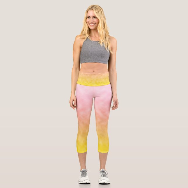 Sunrise in Cotton Candy Skies Capri Leggings (Front)