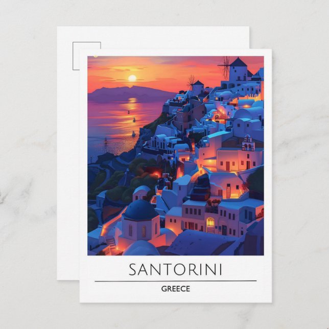 Sunrise in Santorini Greece Travel  Postcard (Front/Back)