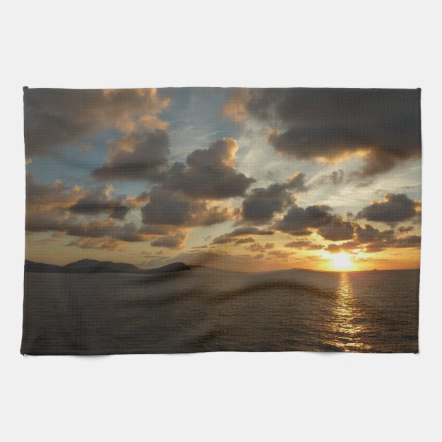 Sunrise in St. Thomas I US Virgin Islands Kitchen Towel (Horizontal)