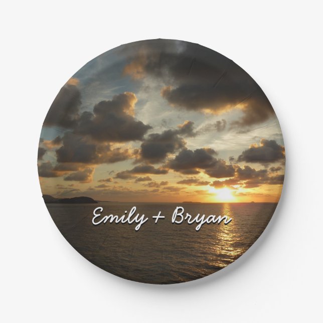 Sunrise in St. Thomas I US Virgin Islands Paper Plate (Front)