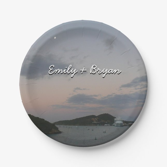 Sunrise in St. Thomas III US Virgin Islands Paper Plate (Front)