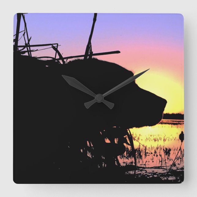Sunrise in the Duck Blind Square Wall Clock (Front)