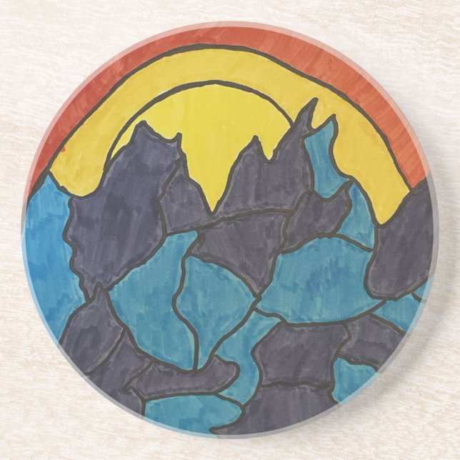 Sunrise in the mountains coaster (Front)