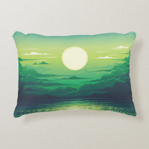 Sunrise in the sea illustration apparel,art,beauti accent pillow