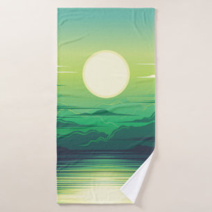 Sunrise in the sea illustration apparel,art,beauti bath towel