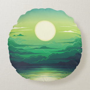 Sunrise in the sea illustration apparel,art,beauti round pillow