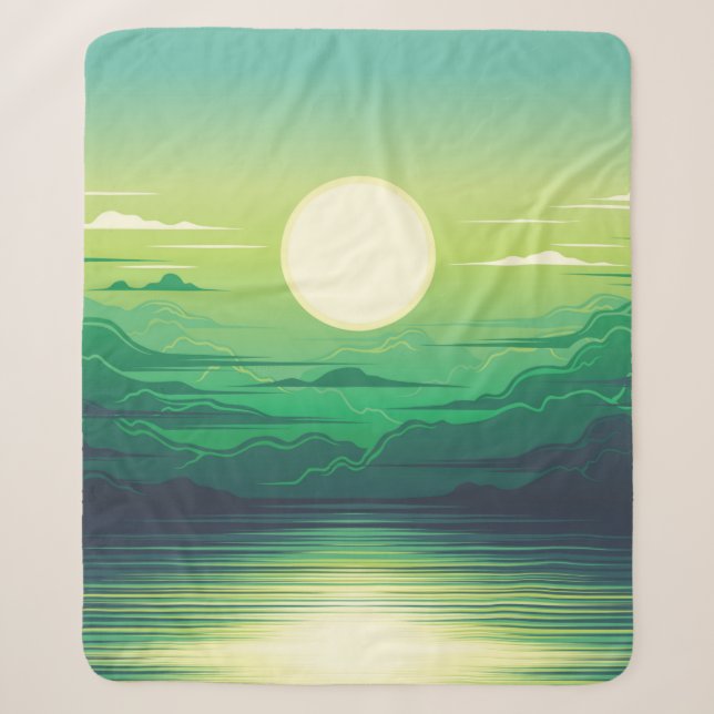 Sunrise in the sea illustration apparel,art,beauti sherpa blanket (Front)