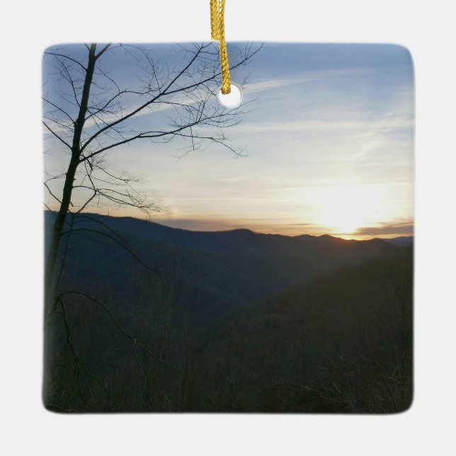 Sunrise in the Smoky Mountains Ceramic Ornament (Front)