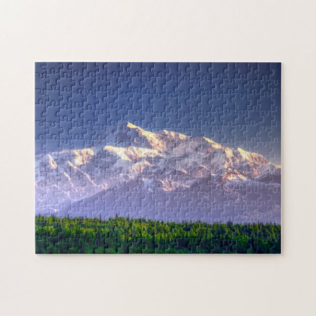 Sunrise Kisses Mt. McKinley | Alaska Range Jigsaw Puzzle (Horizontal)
