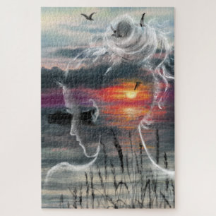 Sunrise Lady - Nature - Original Art Painting Jigsaw Puzzle