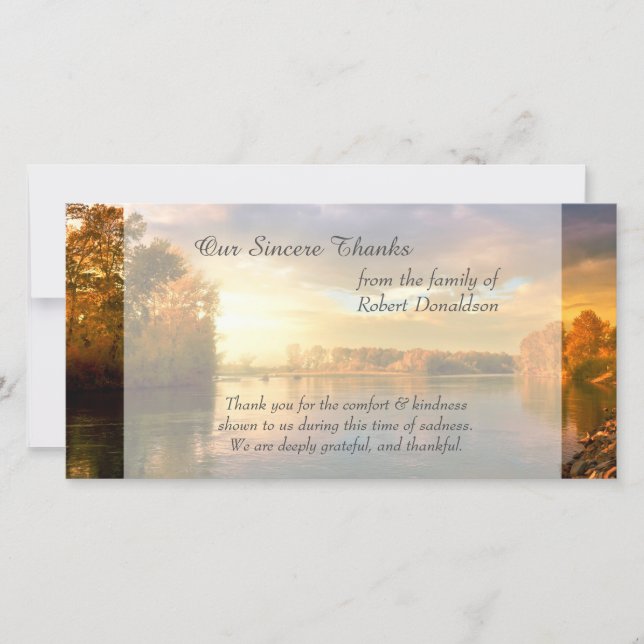 Sunrise Lake Sympathy Thank You Card (Front)