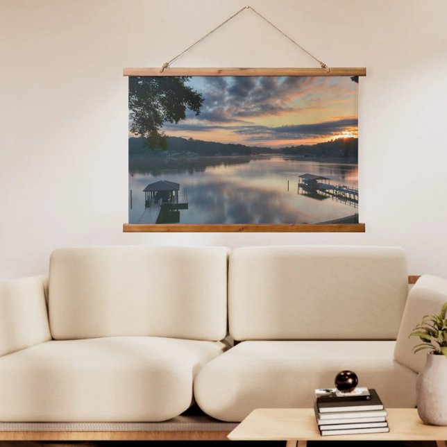 Sunrise Lake View Scenic Waterfront Photographic Hanging Tapestry (Creator Uploaded)