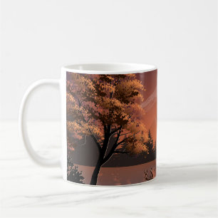 Sunrise Landscape with Lake and Deers-51207 Coffee Mug