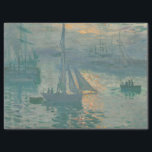 Sunrise (Marine) by Claude Monet Tissue Paper<br><div class="desc">In the muted palette of the emerging dawn, Claude Monet portrayed the industrial port of Le Havre on the northern coast of France. The brilliant orange of the rising sun glimmers amid the damp air and dances on the gentle rippling water, lighting up its iridescent blues and greens. Barely discernible...</div>