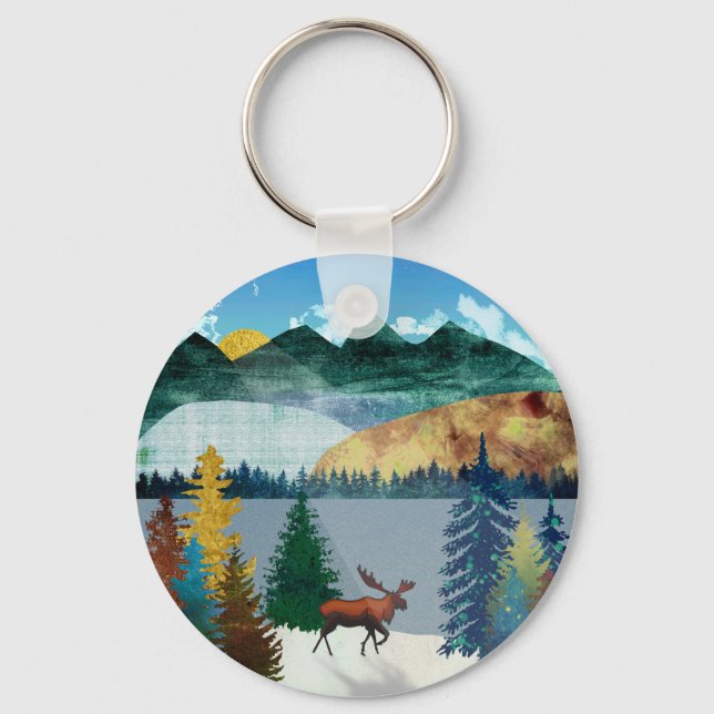 Sunrise Moose Keychain (Back)