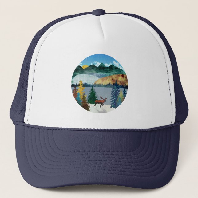 Sunrise Moose Trucker Hat (Front)