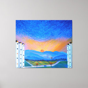 Sunrise Morning Korean Countryside Canvas Print