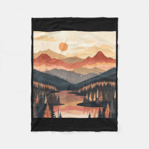 Sunrise Mountain Nature Hiking Camping Outdoors Mo Fleece Blanket