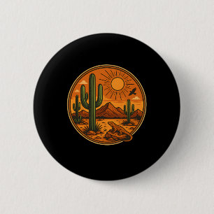 Sunrise Mountain Nature Retro Hiking Outdoors Dese 2 Inch Round Button
