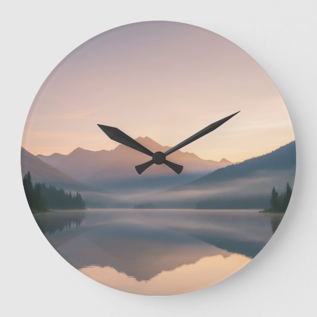 Sunrise Mountain Wall Clock – Calm Nature Design (Front)