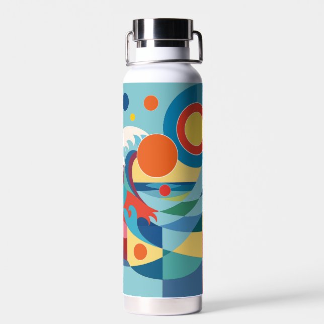 Sunrise Ocean Wave Water Bottle (Back)