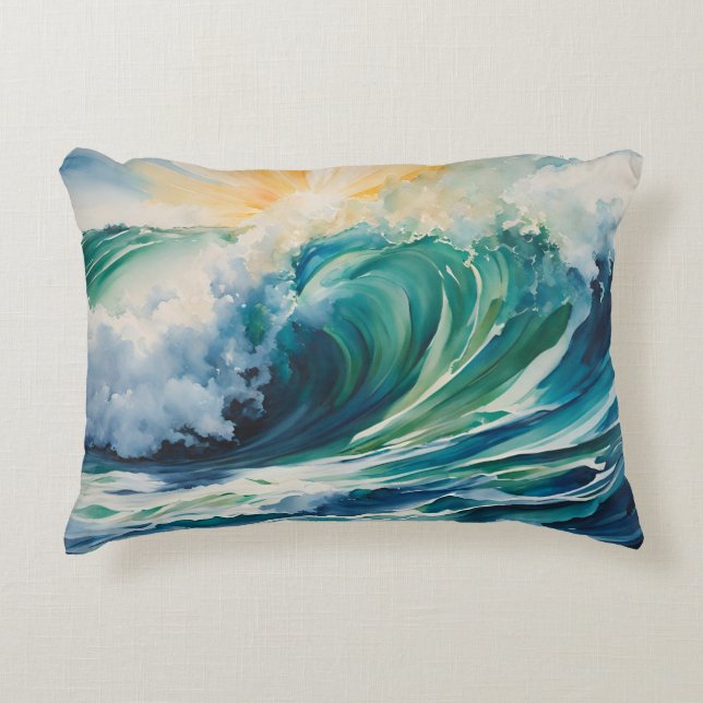 Sunrise Ocean Waves Beach  Accent Pillow (Front)