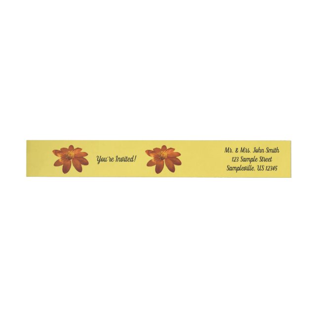 Sunrise on Mexican Sunflower Orange Floral Wrap Around Label (Individual)